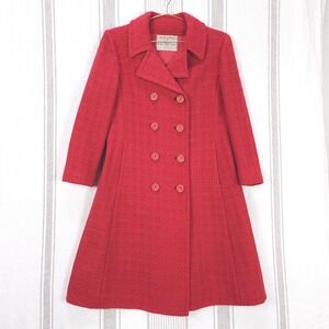 Vintage Peck & Peck Red Double Breasted Wool Coat 1960s 1970s Super Twee!